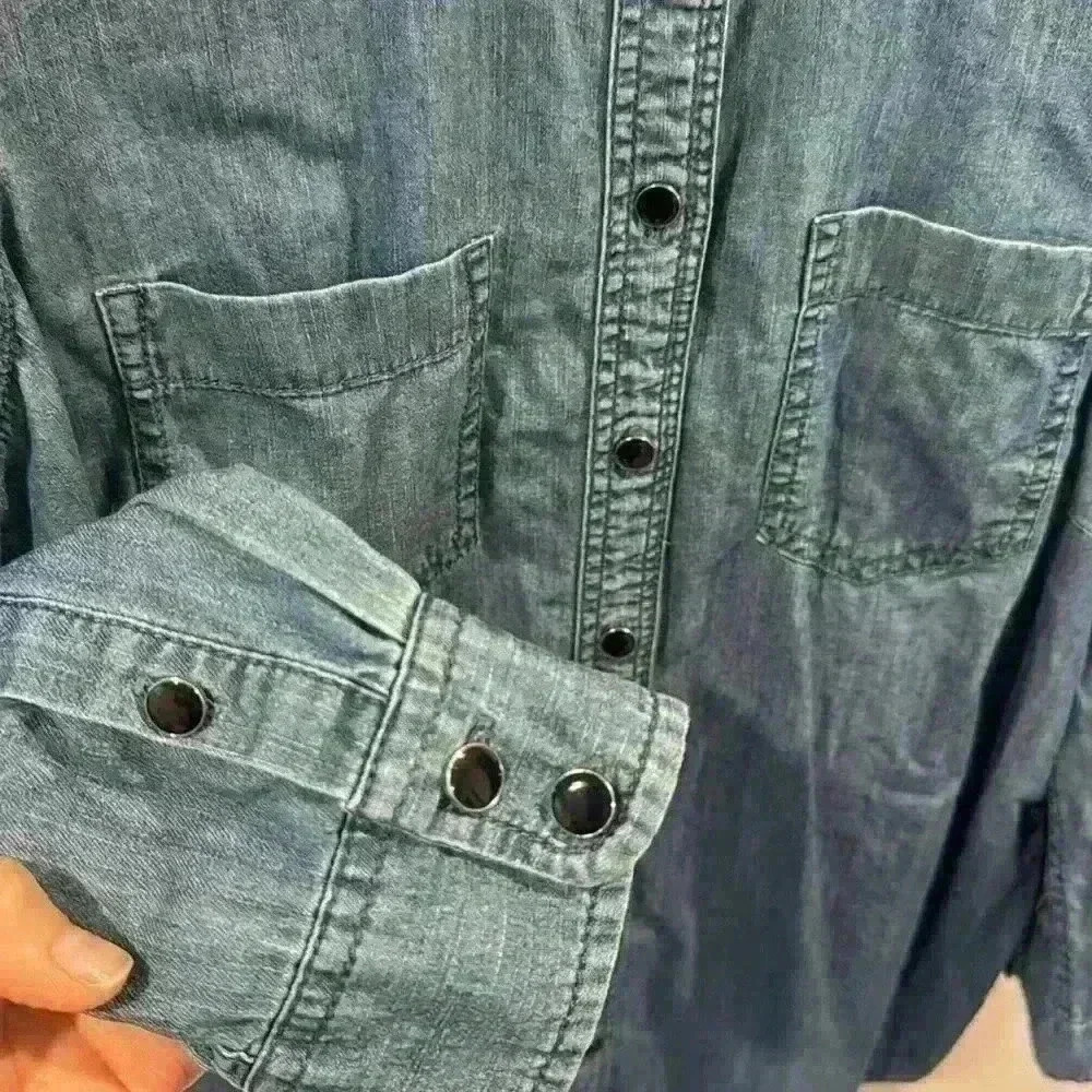 Talbots Women’s Classic Cotton Shirt Denim Blue Button Down Plus Petite Size XP - Picture 5 of 9